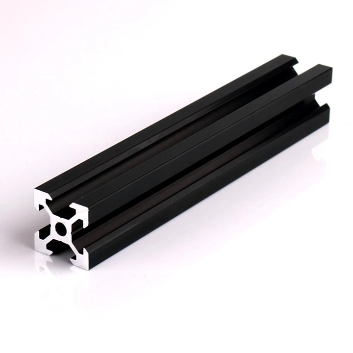 Profil aluminiu V-Slot 20x20, 50cm, negru, pentru constructii 3D