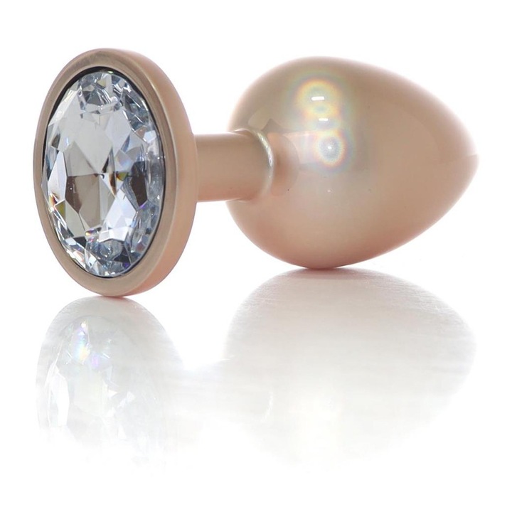 Anális dugó B - széria, fém, átmérő 3,8 cm, hossza 9 cm, gyémántokkal díszítve