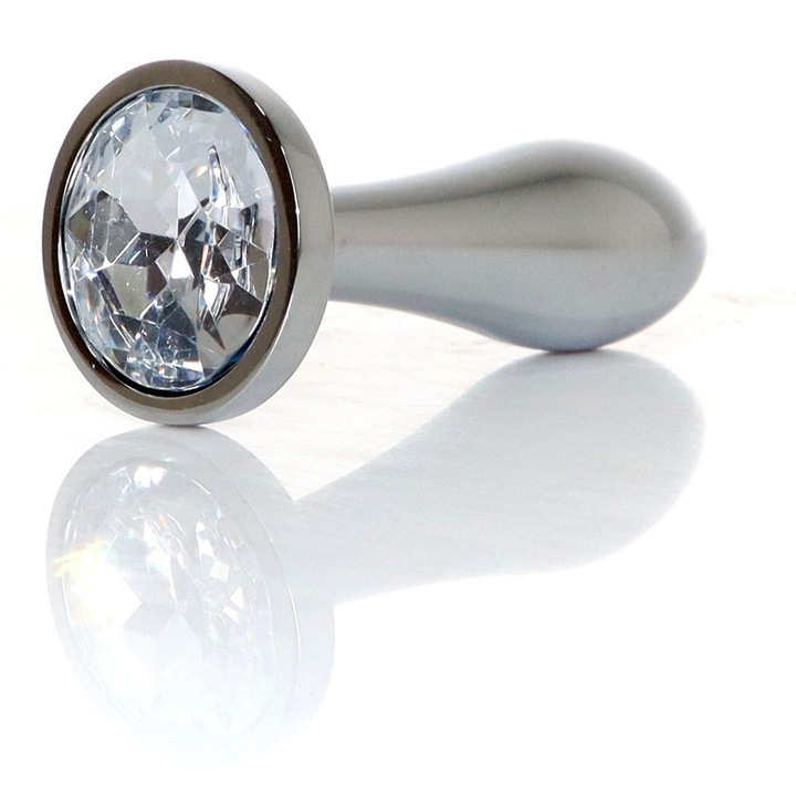 Dop anal B - sorozat NehézSzórakoztató, fém, átmérő 2 cm, hosszúság 7,7 cm, gyémántokkal, ezüst