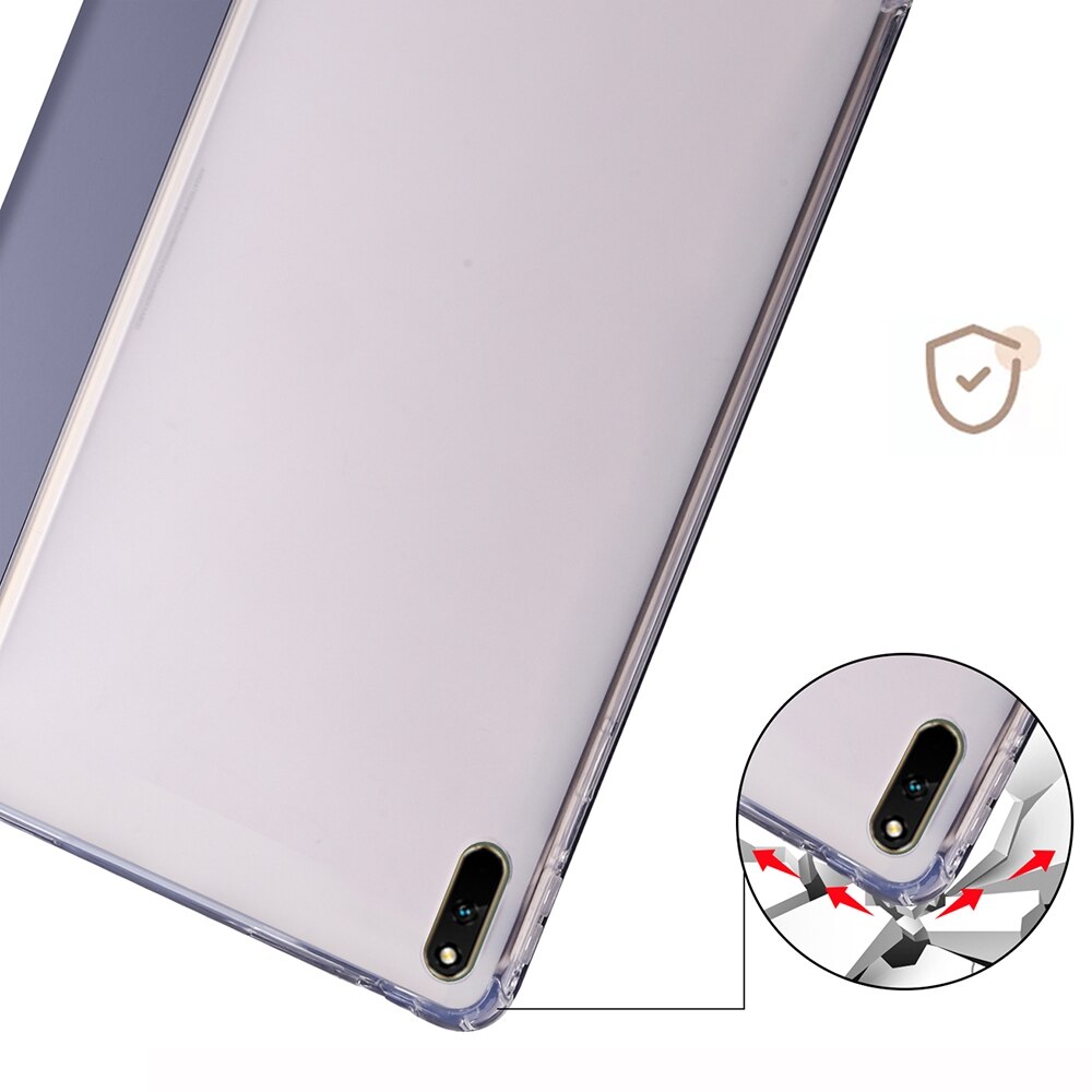 Husa tableta pentru Huawei MatePad 11 2021, piele inteligenta transparenta TPU, pliere in 3, protectie inteligenta, compatibila cu Huawei MatePad 11 2021, mov