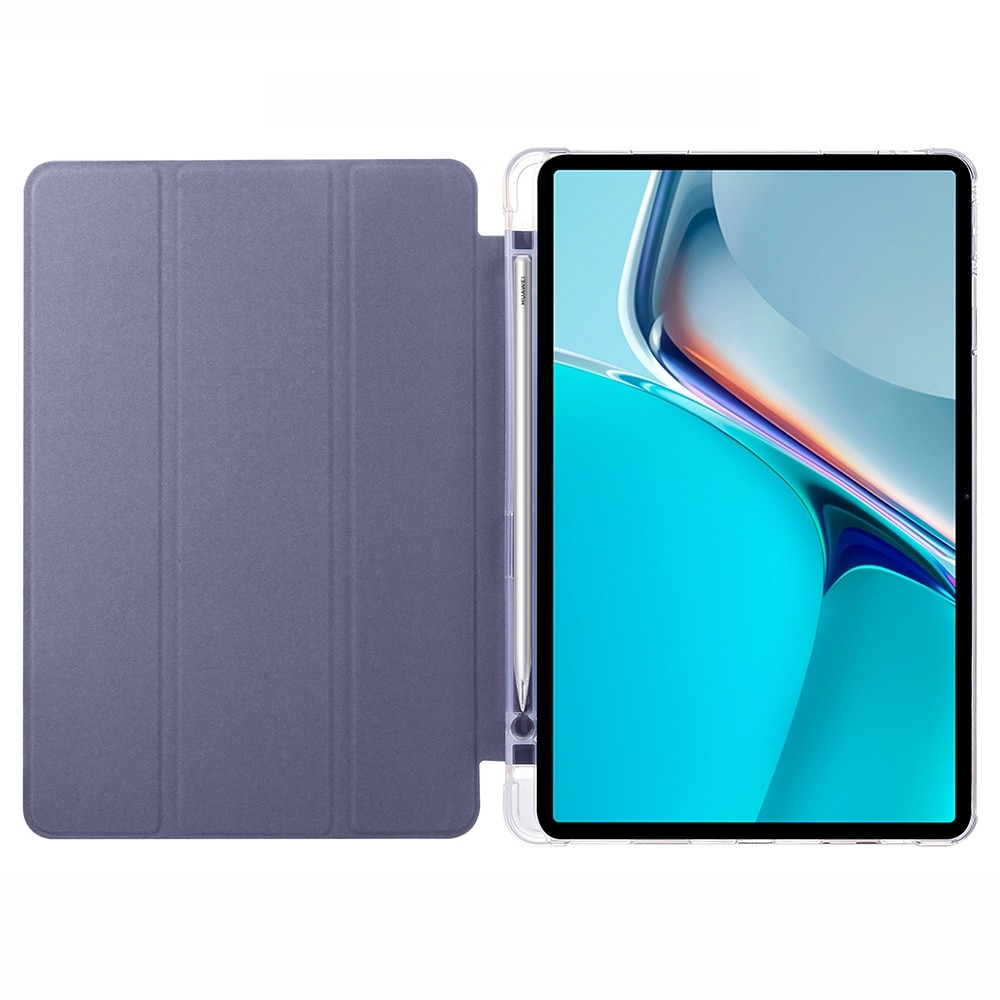Husa tableta pentru Huawei MatePad 11 2021, piele inteligenta transparenta TPU, pliere in 3, protectie inteligenta, compatibila cu Huawei MatePad 11 2021, mov