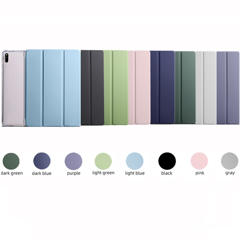 Husa tableta pentru Huawei MatePad 11 2021, piele inteligenta transparenta TPU, pliere in 3, protectie inteligenta, compatibila cu Huawei MatePad 11 2021, mov