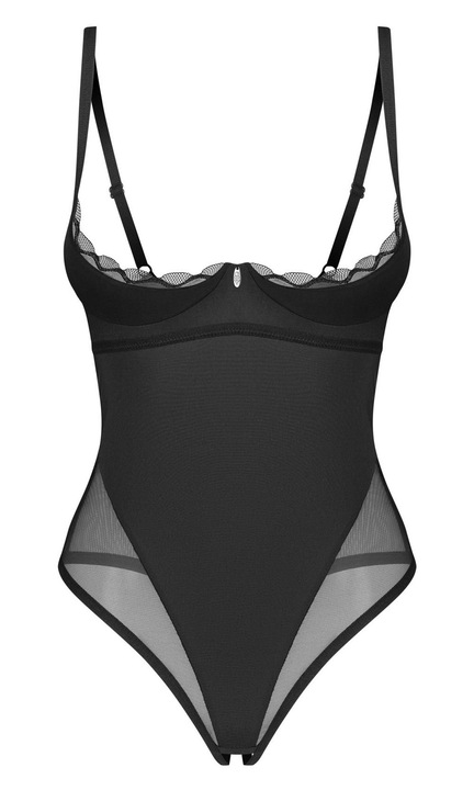 Body sexy, Boys Of Toys, cu insertii transparente, bretele reglabile, negru, L-XL INTL