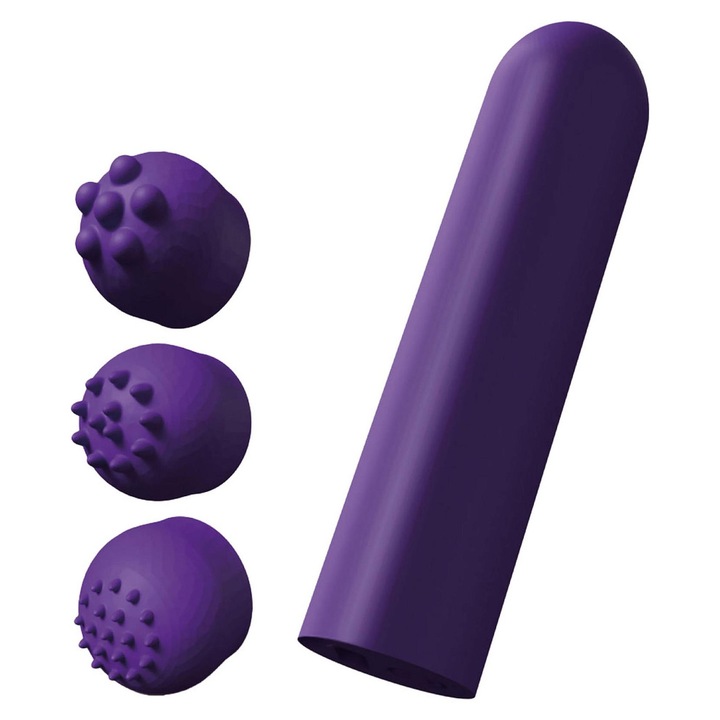 Вибратор ToyJoy, Водоустойчив, USB-C, Компактен размер, Лилав, 3 капачки,