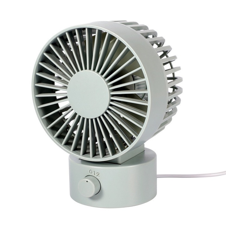 Вентилатор, USB, 2 скорости, малък и тих, 5,5 инча, син