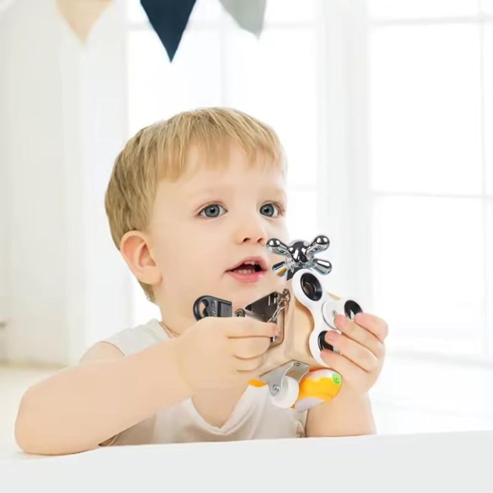 Cub de activitate Montessori din lemn natural, 7 in 1, jucarii educationale cu panouri senzoriale, Generic, 3-5 ani, potrivite pentru calatorii cu masina / avionul