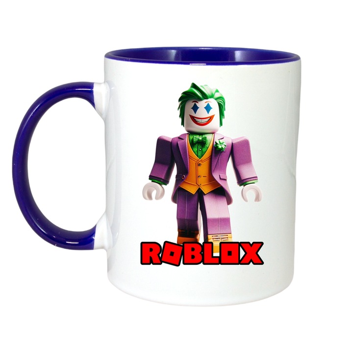 Cana personalizata cu Roblox Revolta Aurie, Cri-Flo, Ceramica, 330ml. Maner si interior Albastru