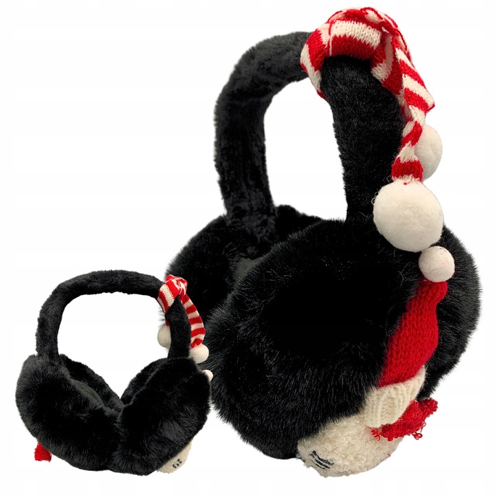 Női téli fülmelegítő, SkibiStore, meleg, összecsukható, fekete, univerzális méret