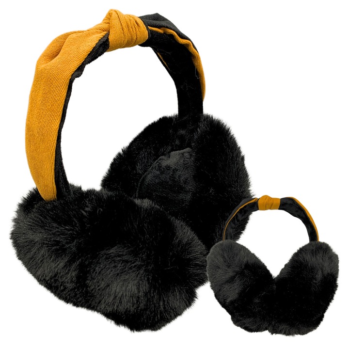 Téli Fülvédő Nő, SkibiStore, Meleg, Fekete, Összecsukható