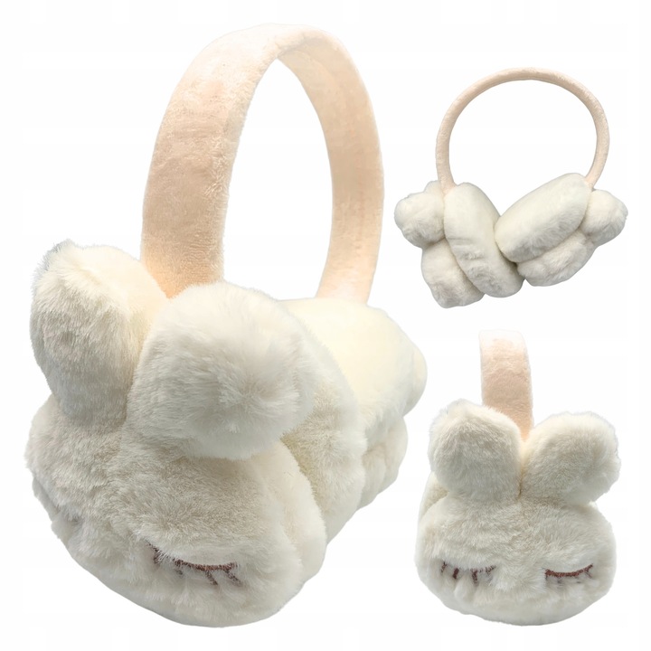 Női sapkák és kalapok, SkibiStore, téli fülvédő, nyuszi motívum, fehér, univerzális