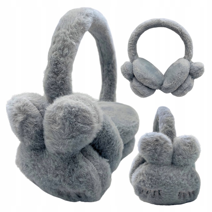 Caciuli Zimowe Set, SkibiStore, Motif Kroliczek, Gri, Universal