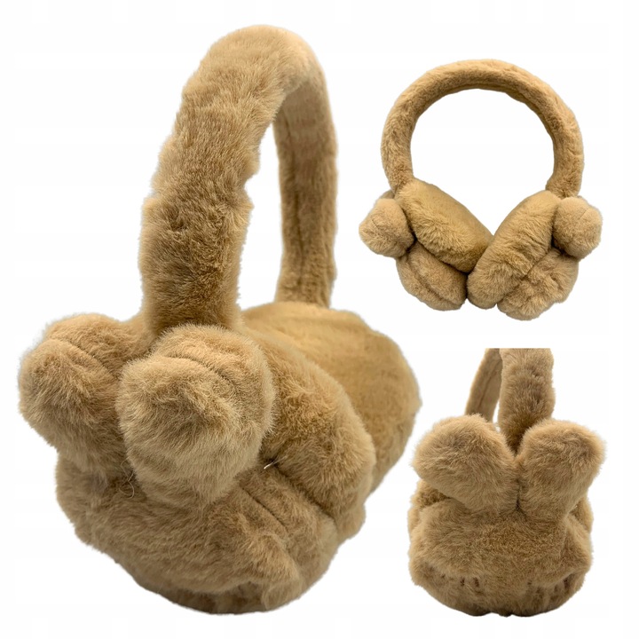 Női sapkák és kalapok, SkibiStore, téli fülmelegítők, nyuszimintás modell, barna szín, univerzális méret