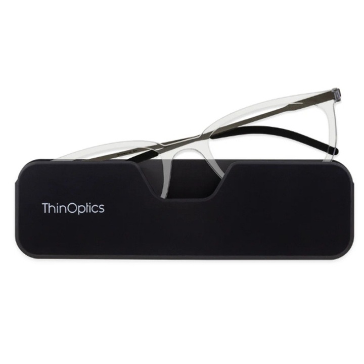 Ochelari de vedere compacti cu rame ThinOptics Connect, Cu etui magnetic negru, +1.5, Transparent