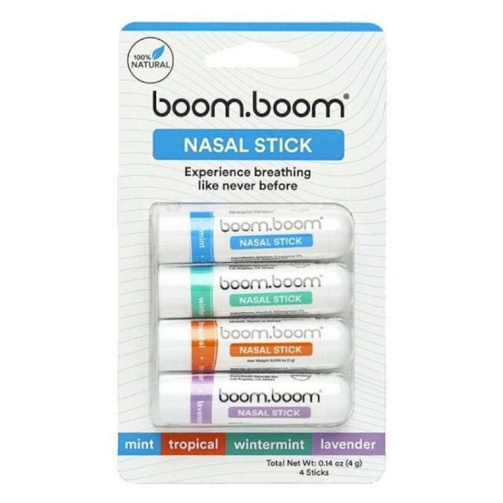 Stick nazal, pachet de 4, imbunatateste respiratia, stimuleaza concentrarea, Aromaterapie