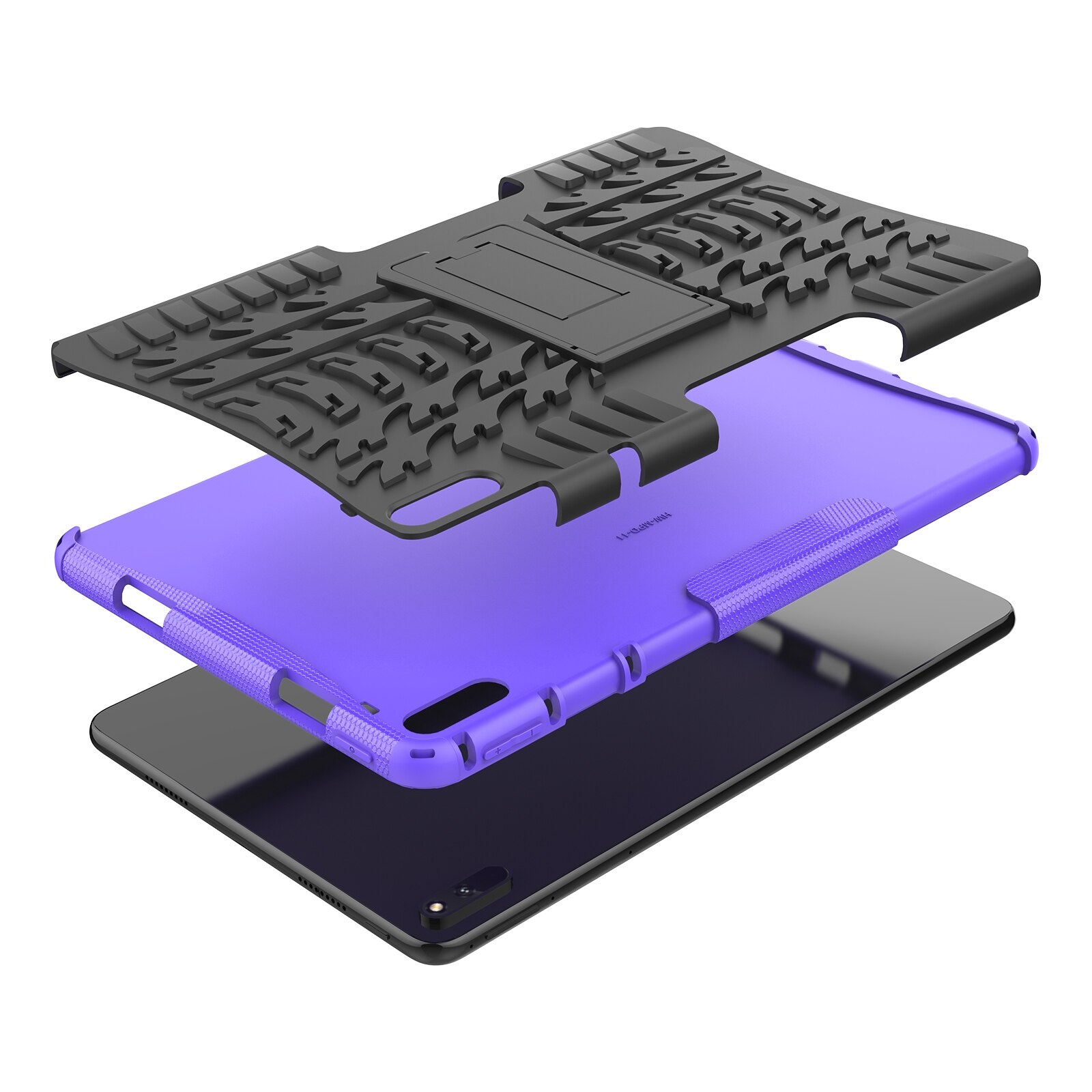 Husa tableta pentru Huawei MatePad 11, textura de cauciuc, TPU+PC, rezistenta la socuri, cu suport (Mov)