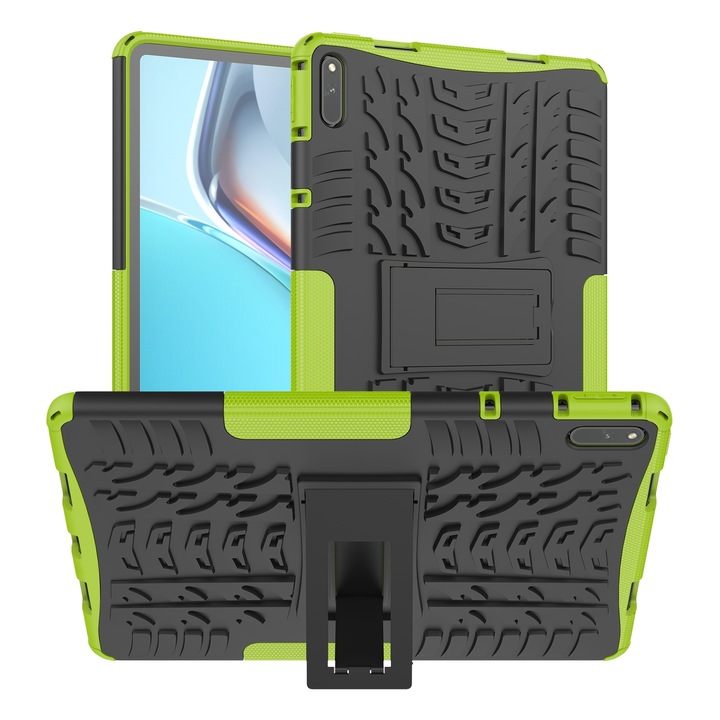 Husa tableta pentru Huawei MatePad 11, textura de anvelope, TPU+PC antishoc, cu suport, Verde