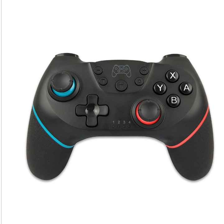 Gamepad de joc wireless, vibratie, functie turbo, 6 axe, pentru Nintendo Switch/Switch Lite/PC，Stanga albastru/dreapta rosu
