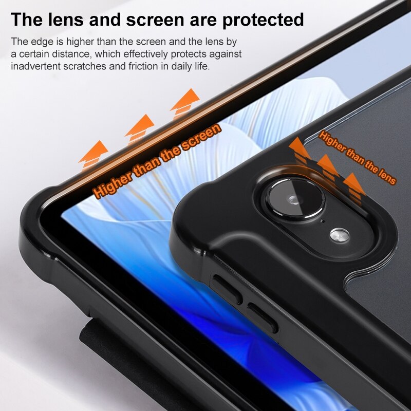 Husa tableta pentru Huawei MatePad Air 11.5 inch, acril transparent, piele, tip carte 3 pliuri, auto sleep/wake, protectie anti-zgarieturi, negru