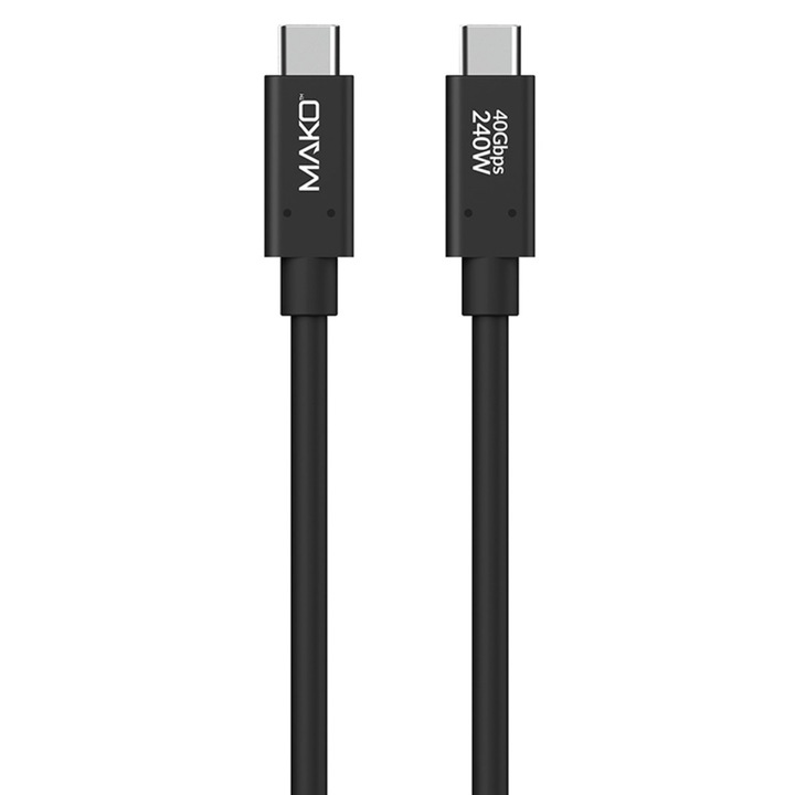 Cablu Mako Super Fast Charging 240W Type-C la Type-C, 2m, Black