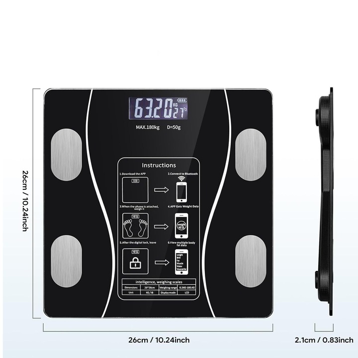 Cantar Corporal,260x260x21mm, negru