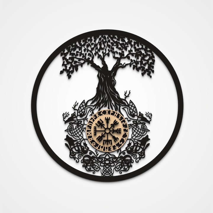 Viking Életfa, Fali Dekoráció, 48 cm átmérő, fekete szín
