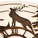 Дървен стенен часовник, Елен в гората, 3D стенна декорация, Диаметър 70 см