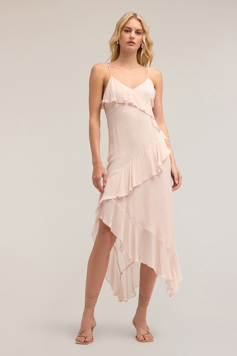 MOTIVI, Rochie midi cu bretele inguste, Roz pal