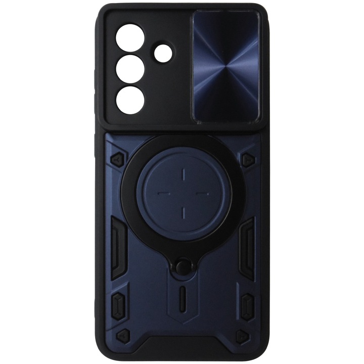 Husa spate TPU negru si plastic bleumarin, inel si protectie camera, pentru Samsung Galaxy A56 5G