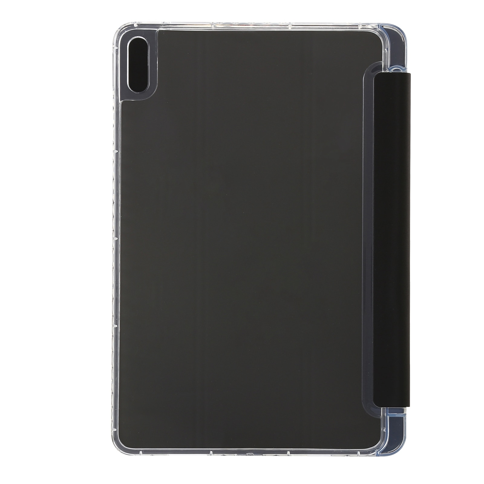 Husa tableta pentru Huawei MatePad 10.4, acril transparent, tip carte cu 3 plieri, protectie completa, acces la porturi, Negru