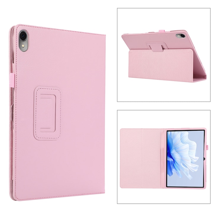 Husa tableta pentru Huawei MatePad Air 11.5 inch, piele textura litchi cu suport, Roz