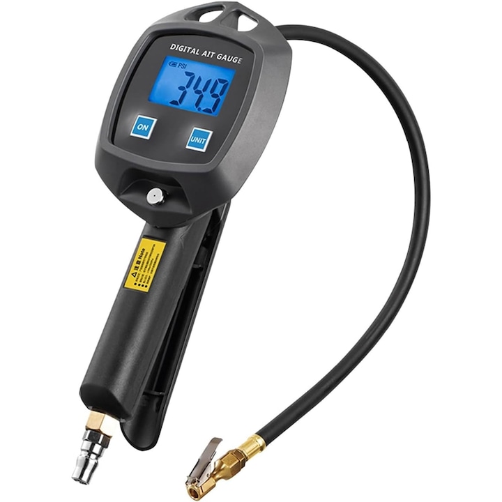 Professzionális gumiabroncs-felfújó pisztoly G&S PRO® digitális nyomásmérővel, LCD kijelzővel, 0-255 PSI / 0-18 Bar, pontosság ±0,3 PSI