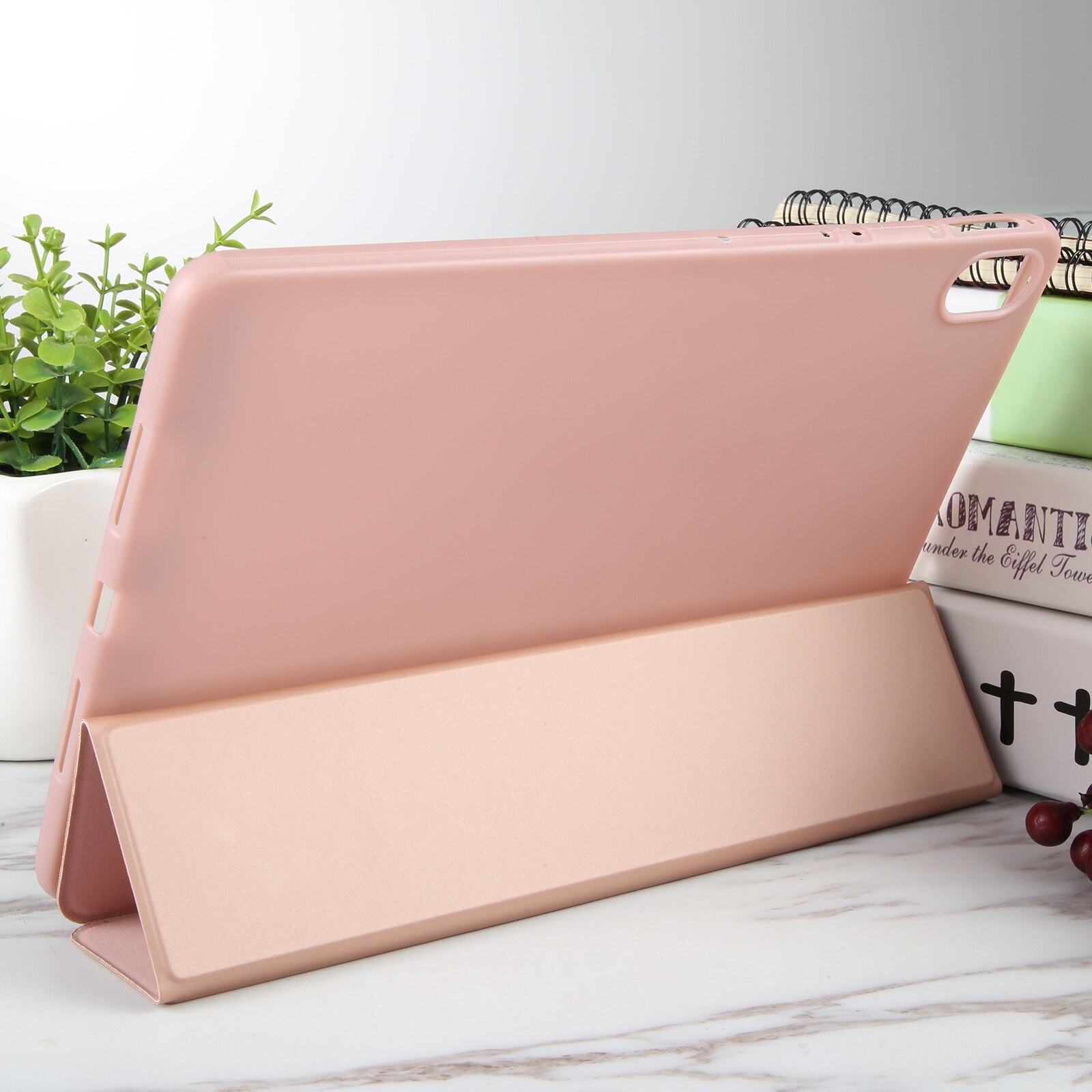 Husa tableta pentru Huawei MatePad 2023 / Air 11.5, piele, tip carte cu 3 plieri, roz aurie