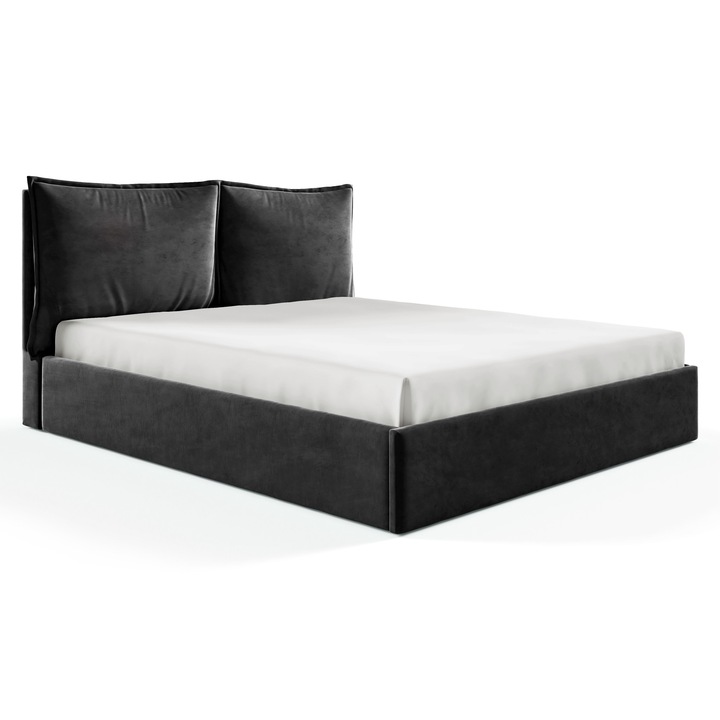 Pat GLAM II, Sofello, 180x200, cadru din lemn, culoare neagra