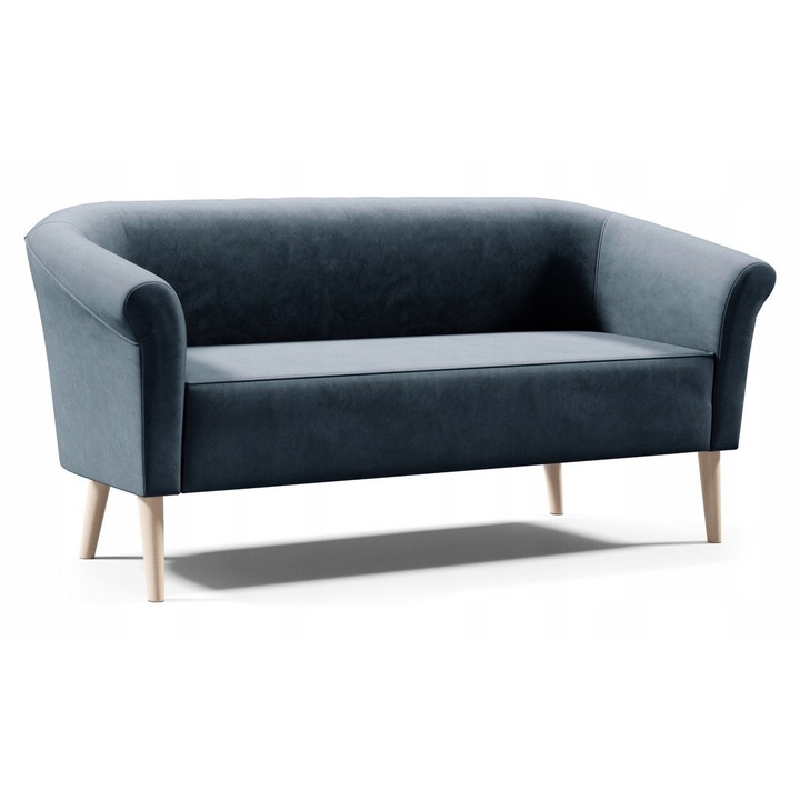 Canapea Sofello Espero 3 persoane, stil scandinav, Catifea, Albasttru, 176x70x57cm