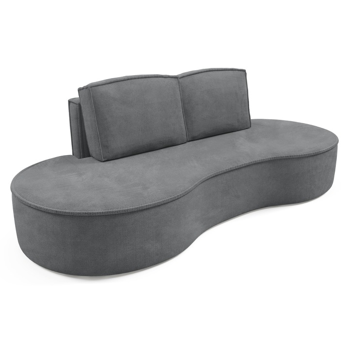Canapea Sofello Molly, forme rotunjite, gri inchis, 234x101x88cm