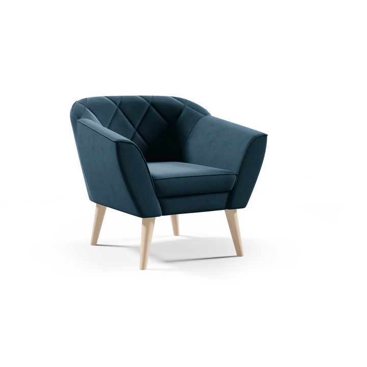 Fotoliu Sofello GLORIA, stil scandinav, 80x75x74cm, material Manila, albastru