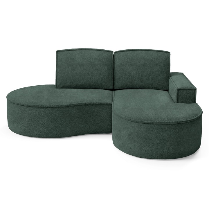 Canapea coltar Sofello Molly, verde, 88x210x157cm, cu perne detasabile