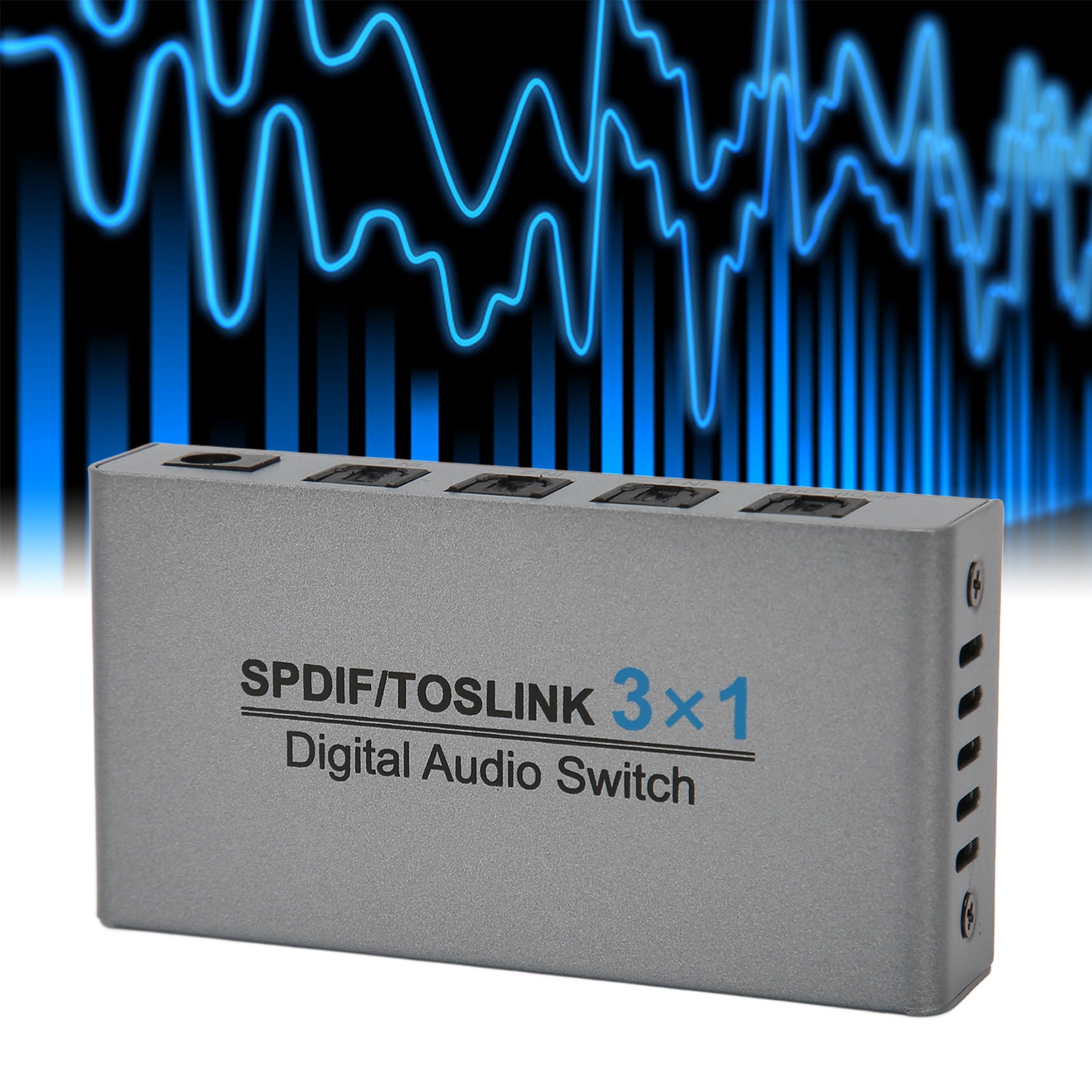 Comutator digital optic de sunet 3 in 1 cu telecomanda, suport DTS