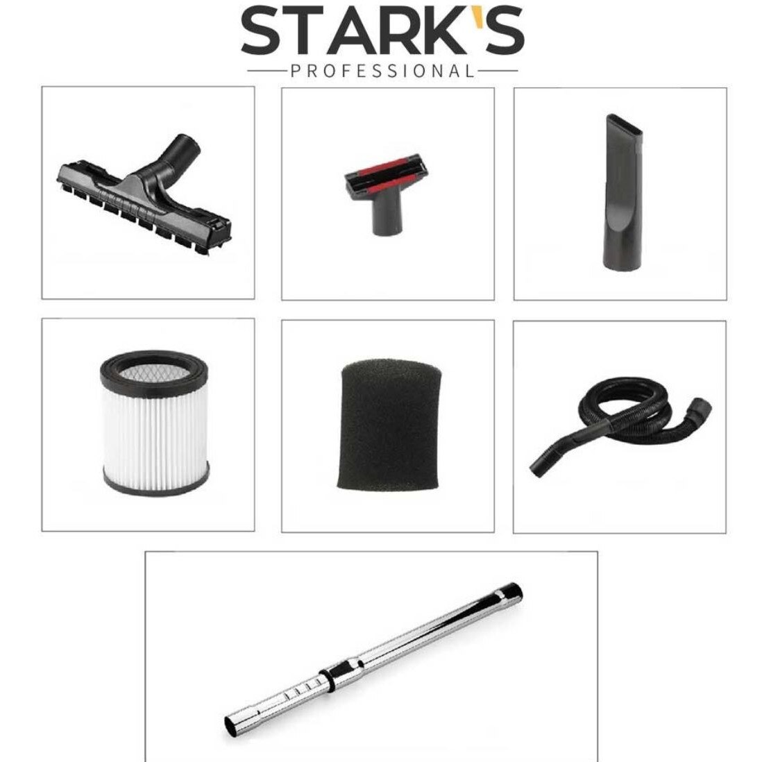 Aspirator 3 in 1 Stark`s Professional, Umed si Uscat, 30L, 1500W, Functia de Suflare, Cablu Alimentare 4, 5 m, Argintiu/Negru