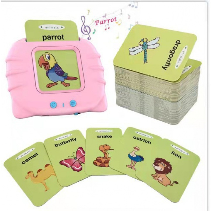 Set jucarie interactiva cu cititor de carduri, invatare engleza, 112 carduri cu 224 cuvinte, multicolor, 10.7x9x2.2cm