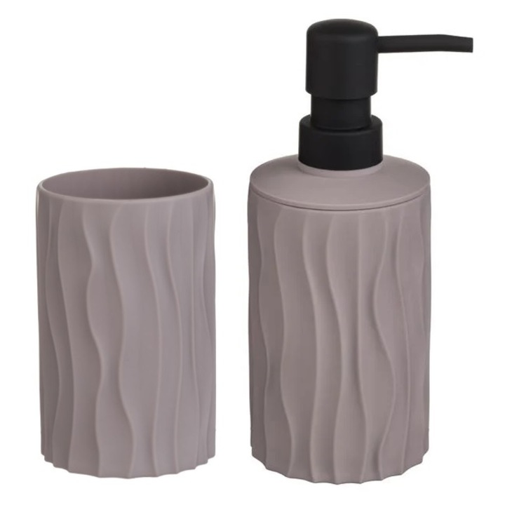 Set accesorii baie format din dispenser sapun lichid si suport periute de dinti, BREZIUM