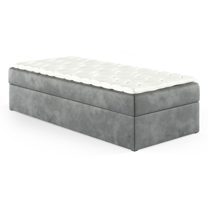 Pat continental Box, Sofello, 90x200cm, 2 containere pentru lenjerie, gri