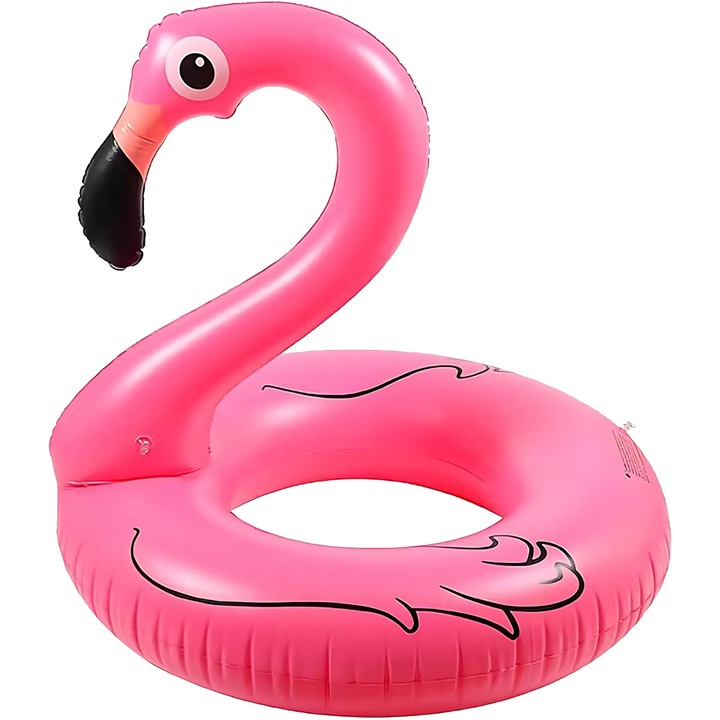 Colac Gonflabil Flamingo EMATTERIO®, Potrivit pentru Copii si Adulti, Design Atractiv Roz, Dimensiune 90 cm, Material Durabil si Usor de Utilizat, Ideal pentru Piscina si Plaja