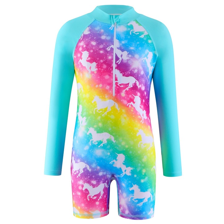Costum de baie cu maneca lunga 728, Multicolor