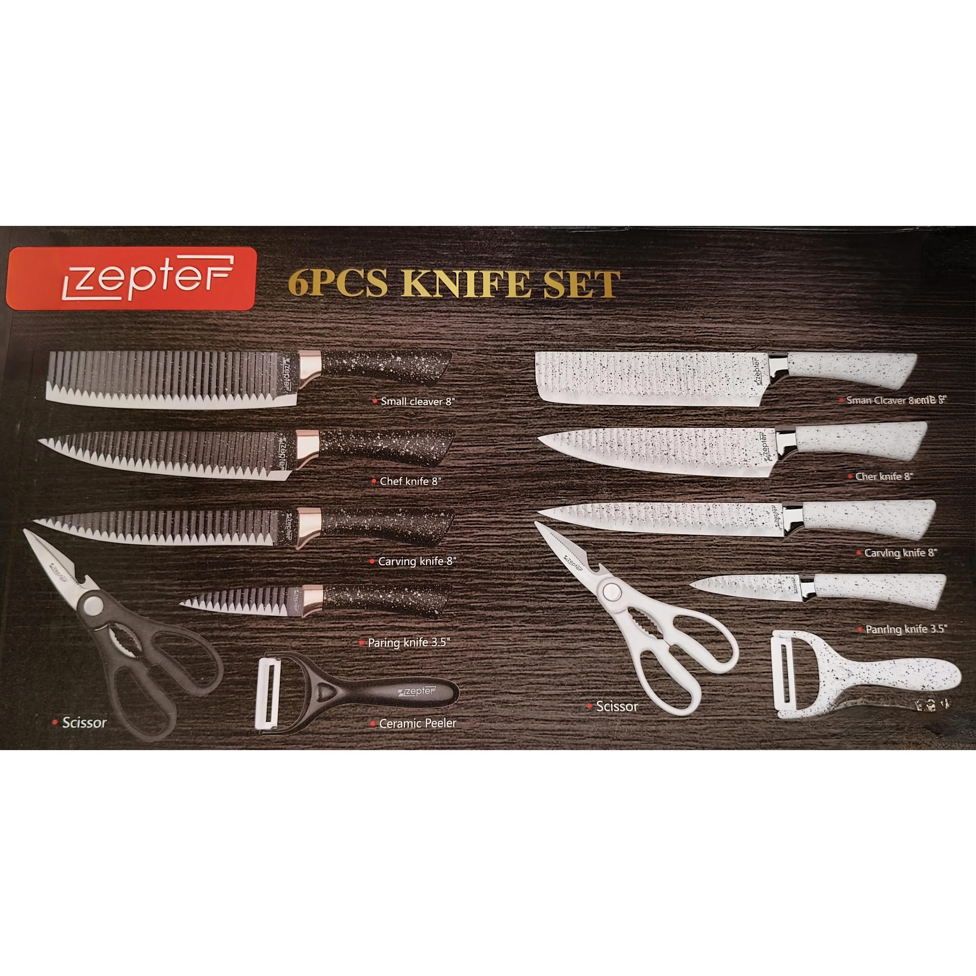 Set cutite de bucatarie ZEPTER, 6 piese, otel inoxidabil placate