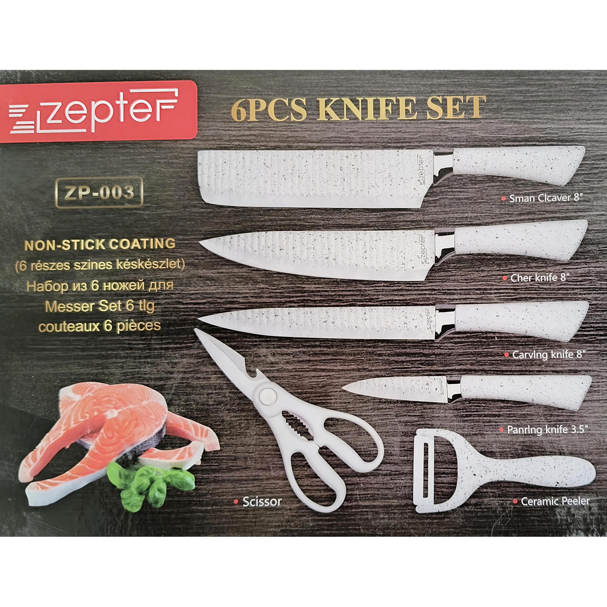 Set cutite de bucatarie ZEPTER, 6 piese, otel inoxidabil placate