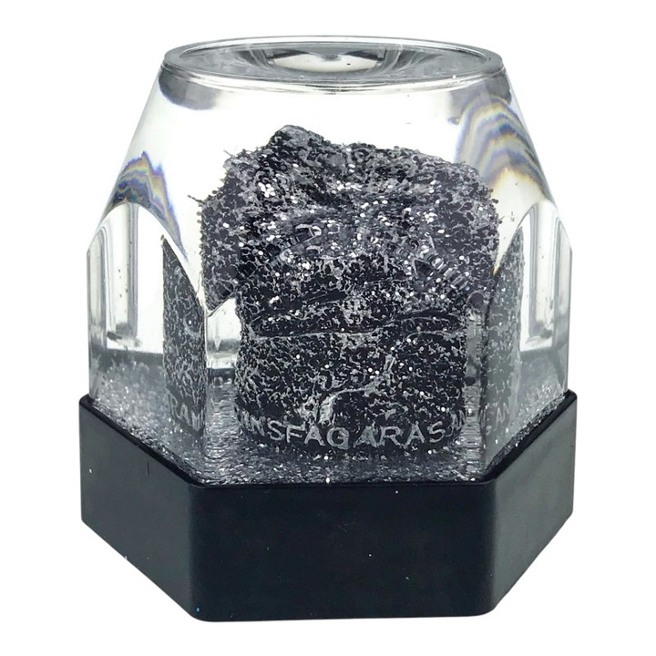 Glob din plastic cu muzica si lumina cu Transfagarasan, 8x8 cm, argintiu