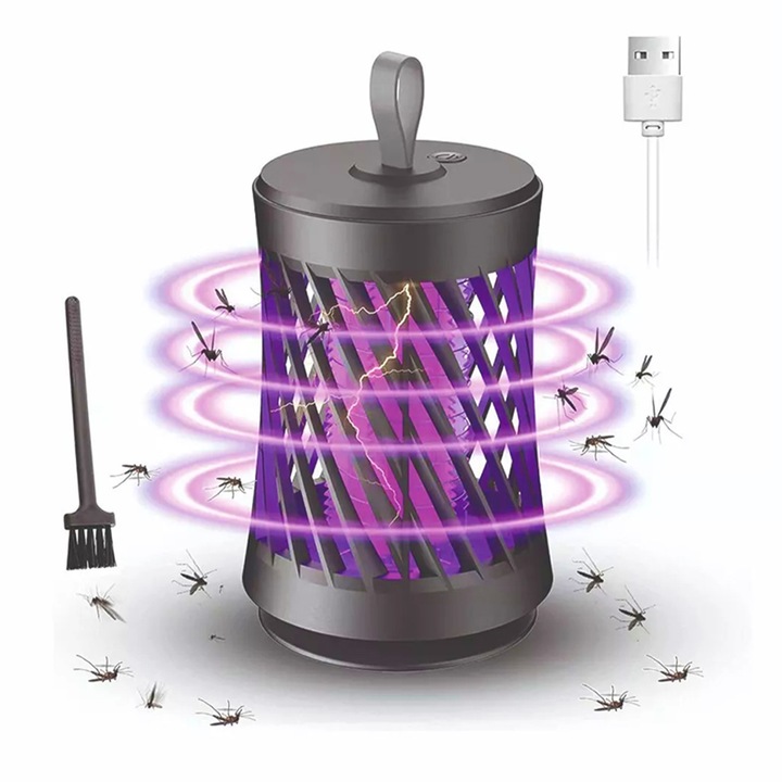 UV rovarlámpa, szúnyogirtó, szúnyogirtó lámpa, elektromos szúnyogirtó lámpa, erős kártevőirtó csapdák és szúnyogriasztó beltéri és kültéri használatra, 1200mAh, szürke, újratölthető