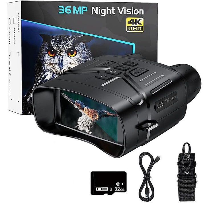 Цифров бинокъл 4K UHD, Fudisenn, 32GB, 5x увеличение, нощна видимост 150-400м, черен