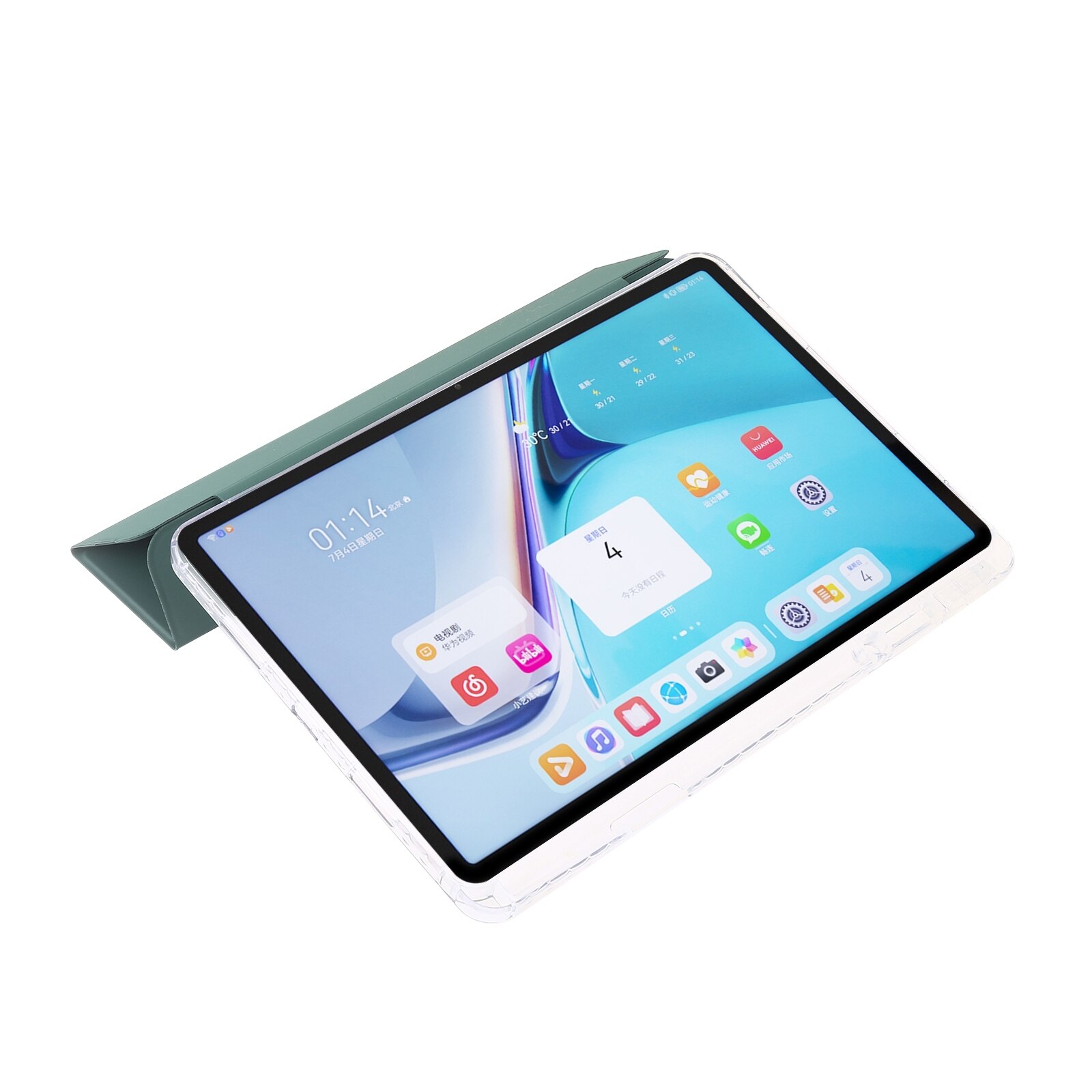 Husa tableta pentru Huawei MatePad 11 2021 / 2023, acril transparent 3 plieri piele (verde inchis)